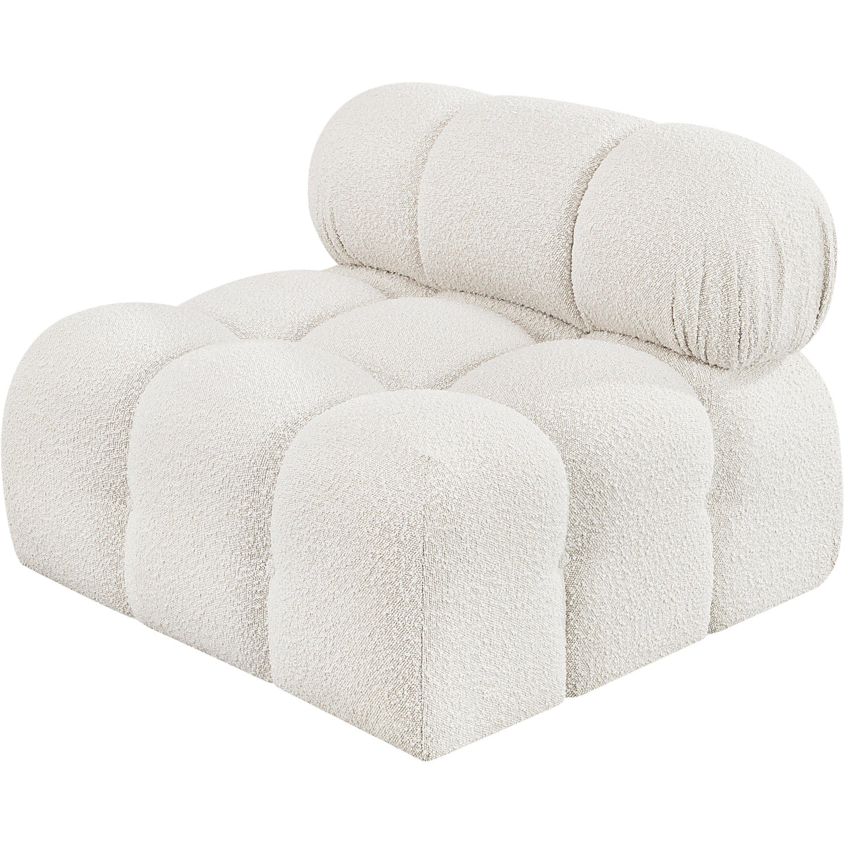 Meridian Ames Cream Boucle Fabric Armless