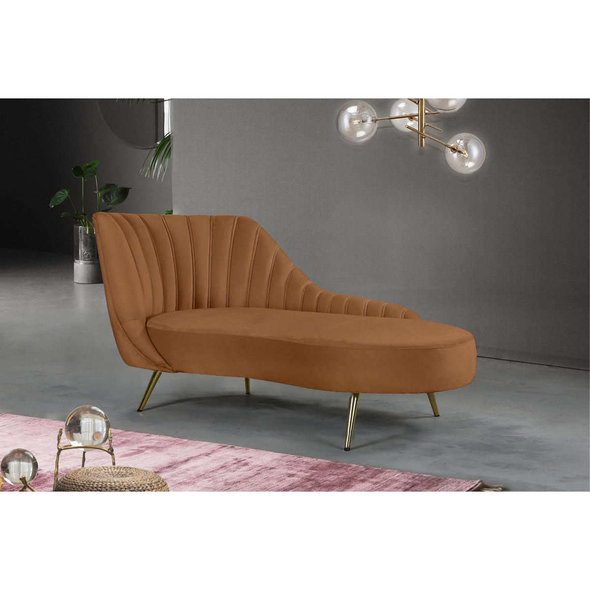 Meridian Margo Saddle Velvet Chaise