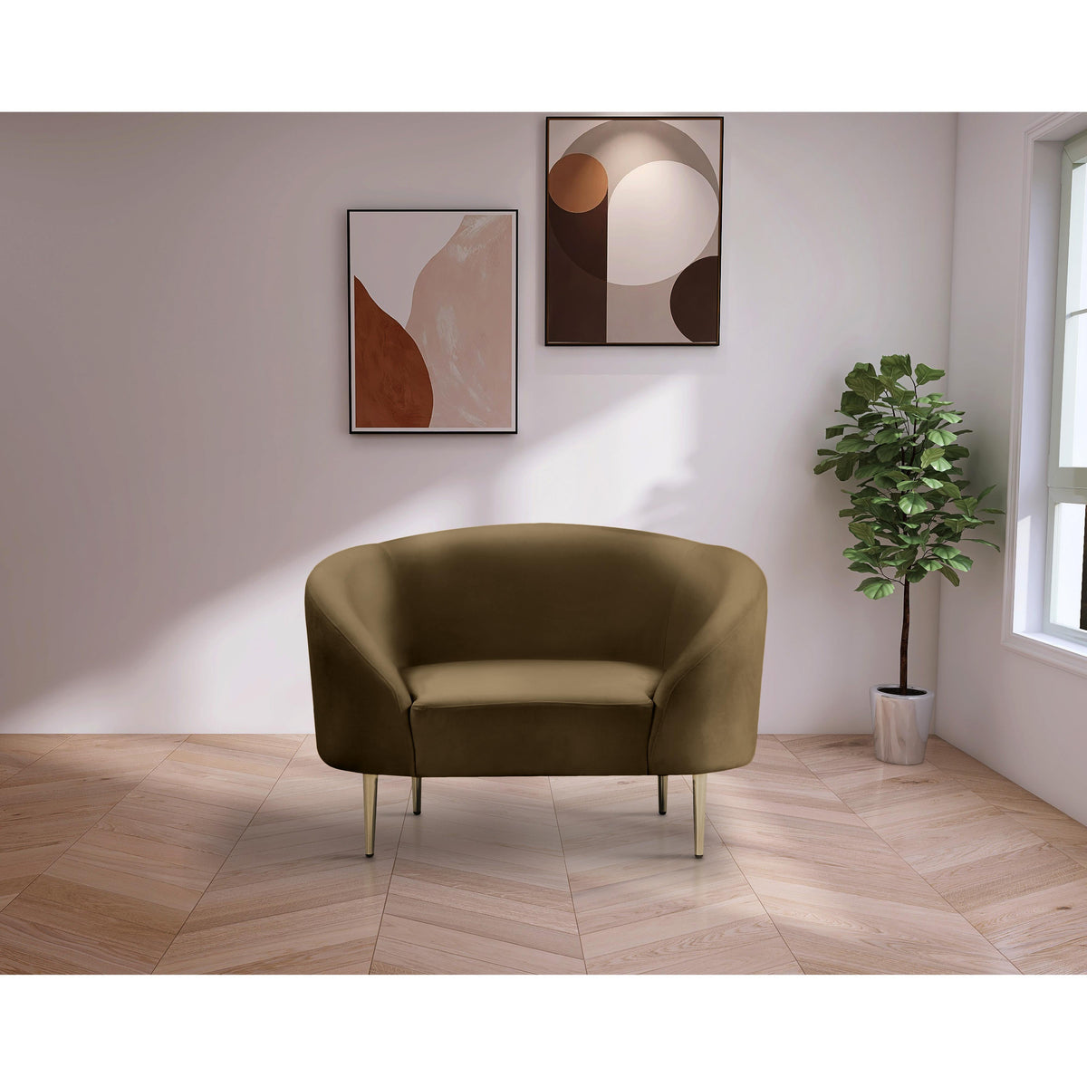 Meridian Ritz Brown Velvet Chair