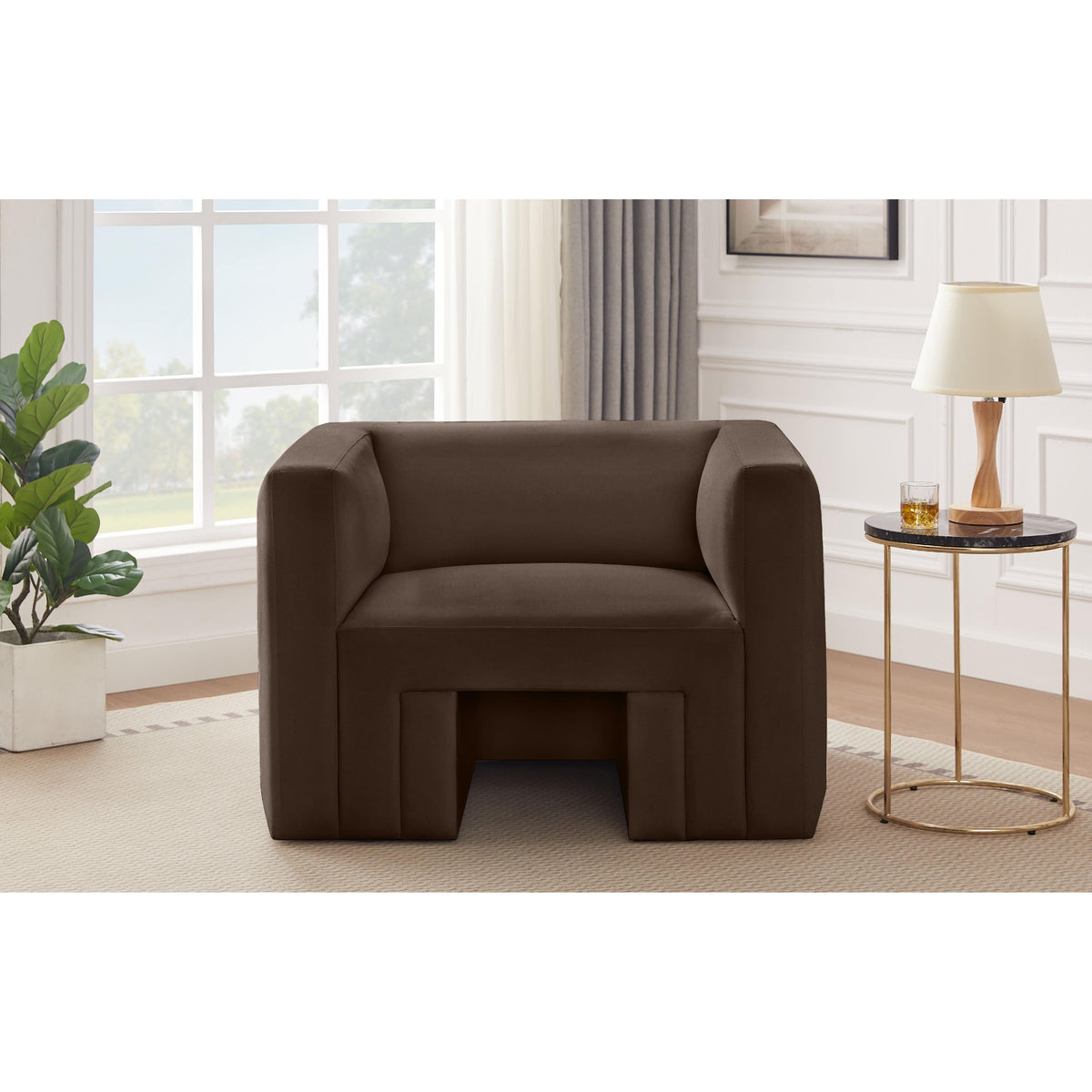 Meridian Henson Brown Velvet Chair