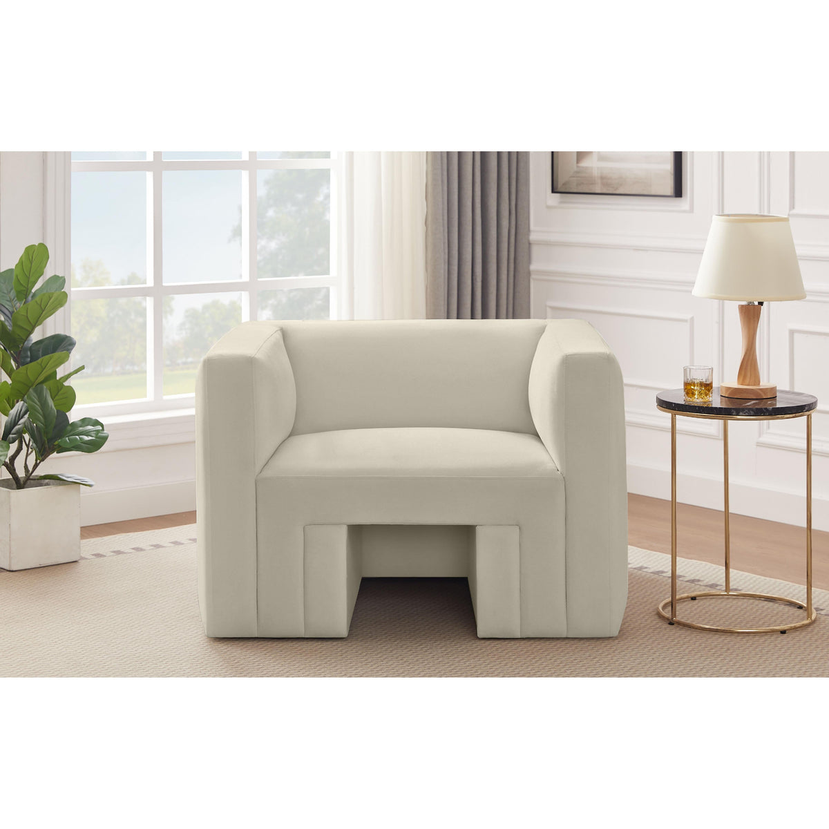 Meridian Henson Cream Velvet Chair