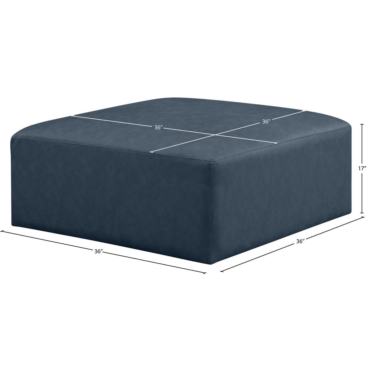 Meridian Cube Navy Blue Vegan Leather Ottoman