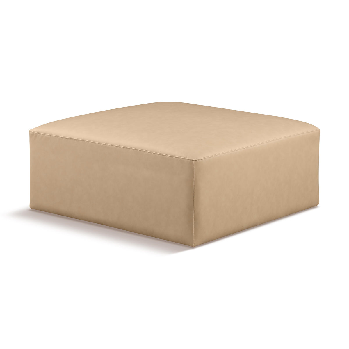 Meridian Cube Tan Vegan Leather Ottoman
