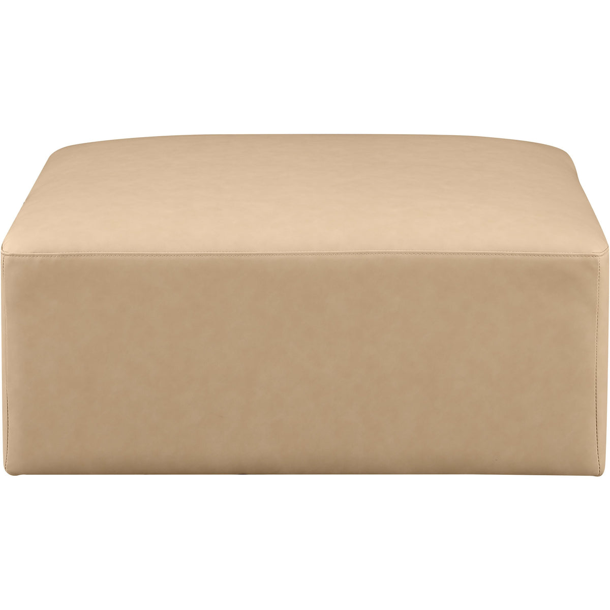 Meridian Cube Tan Vegan Leather Ottoman