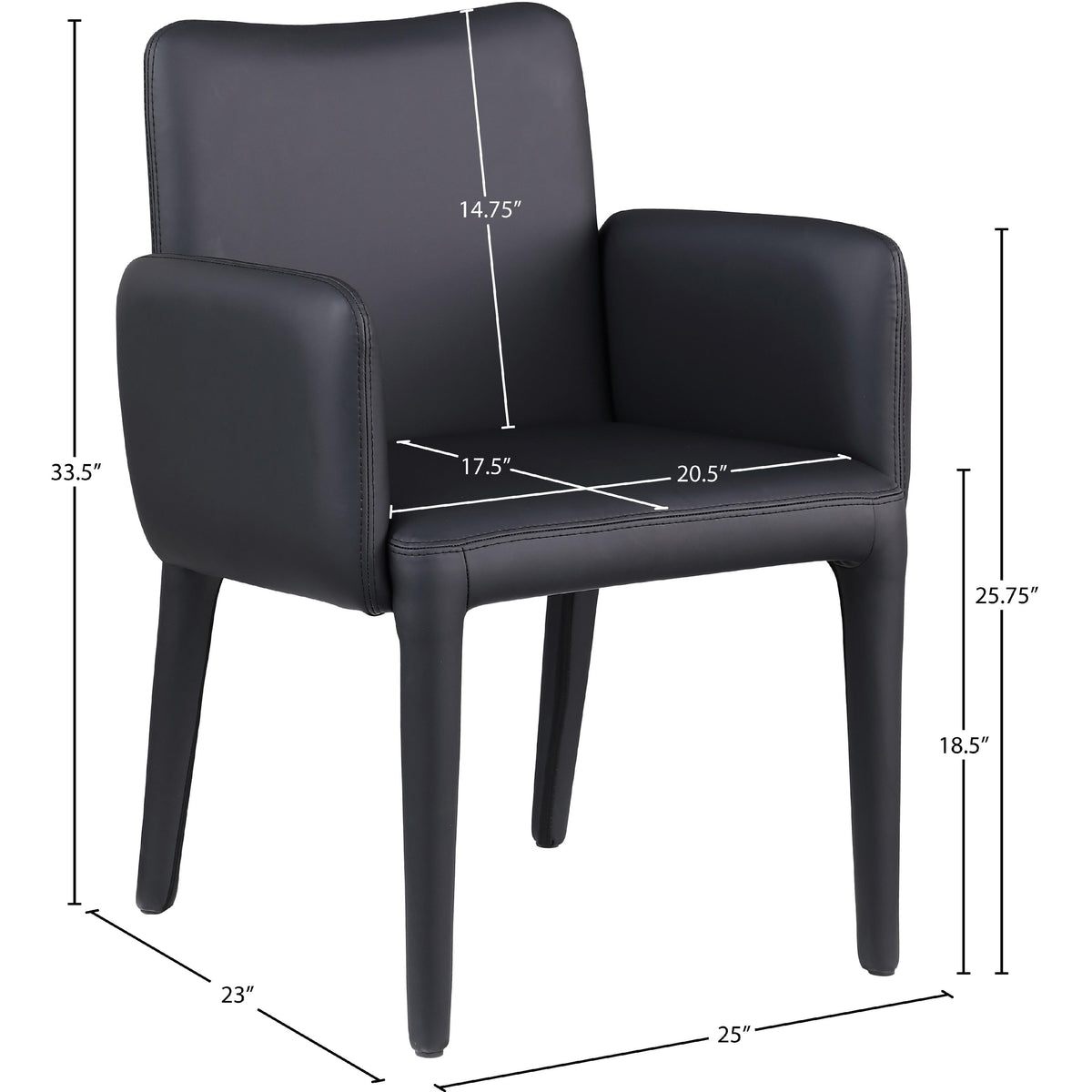 Meridian Pelle Black Vegan Leather Accent/Dining Chair