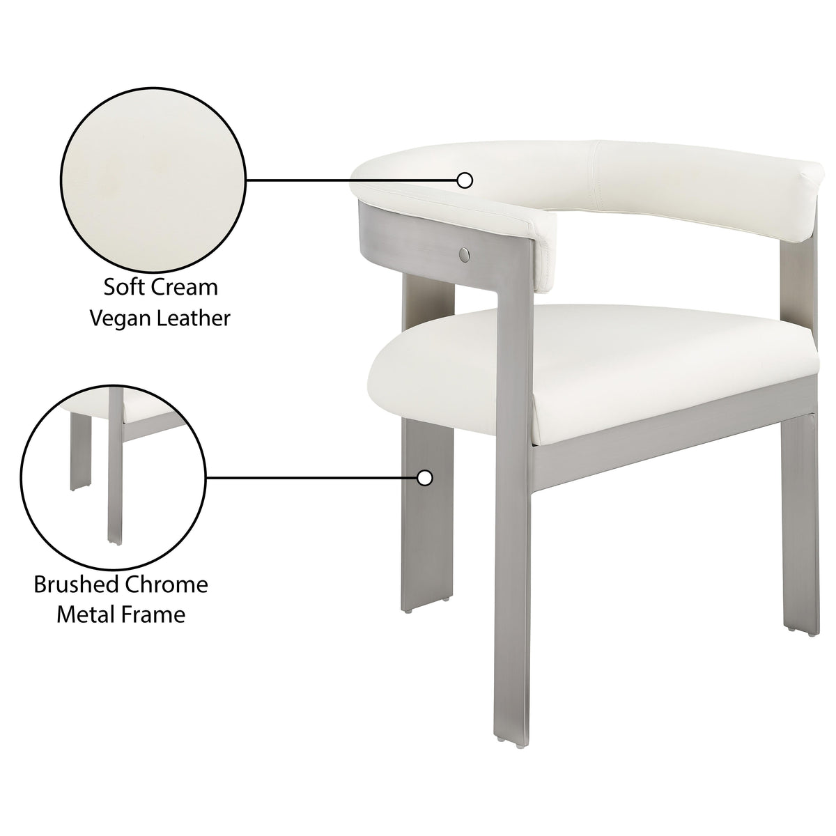 Meridian Romeo Cream Vegan Leather Dining Chair