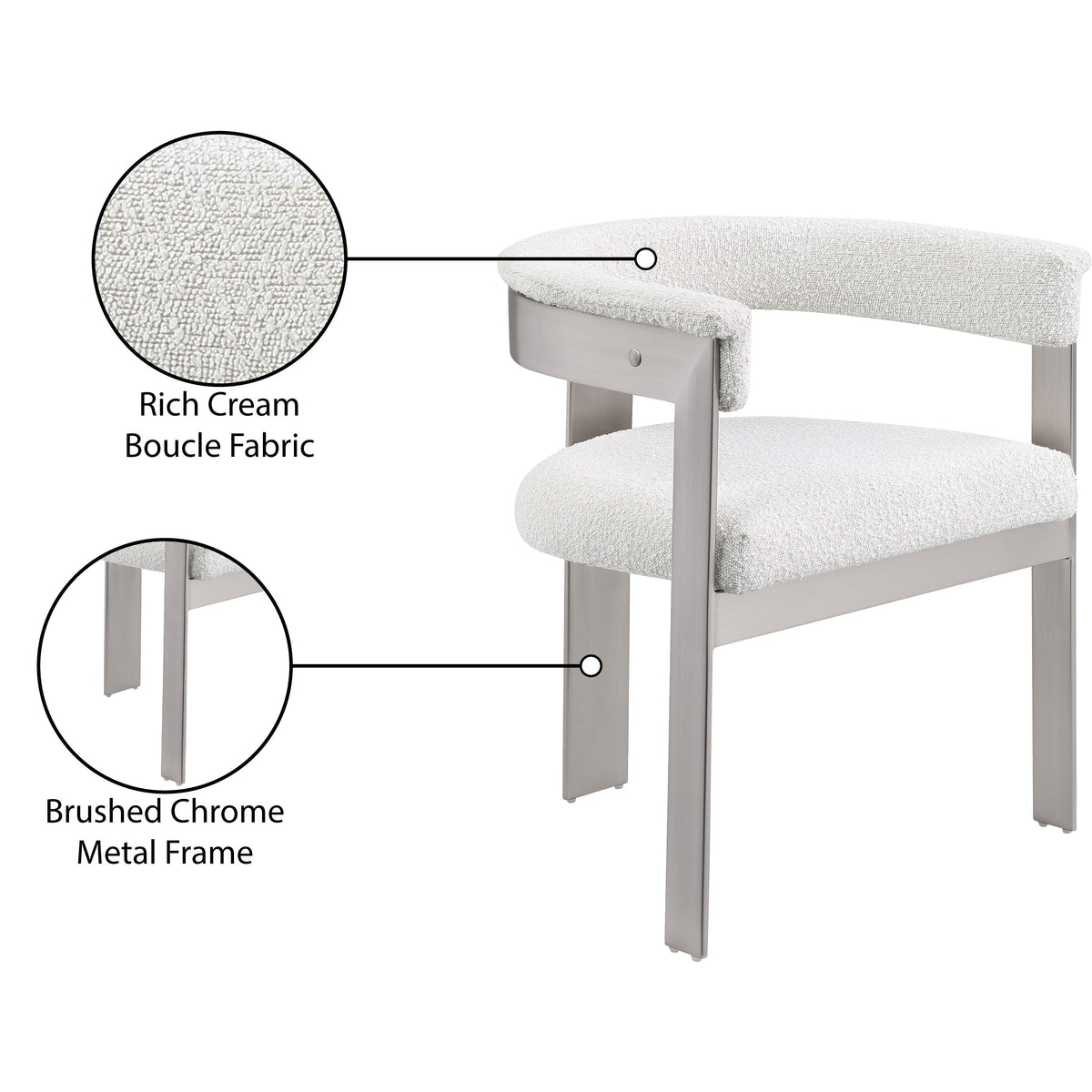 Meridian Romeo Cream Boucle Fabric Dining Chair