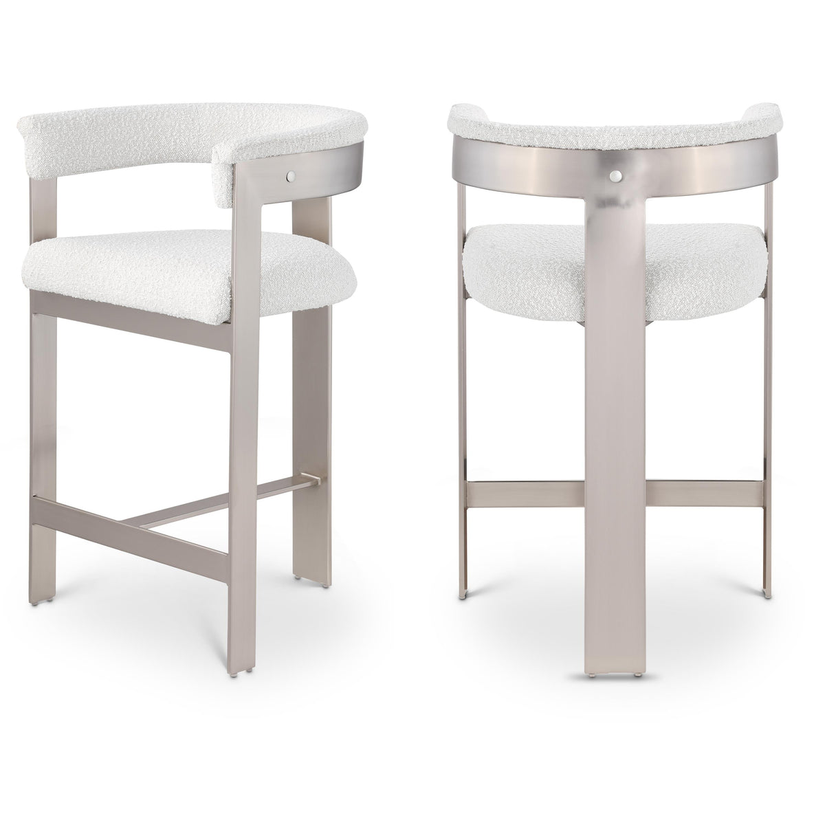 Meridian Romeo Cream Boucle Fabric Counter Stool
