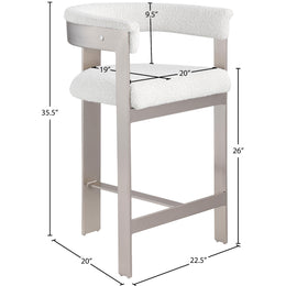 Meridian Romeo Cream Boucle Fabric Counter Stool