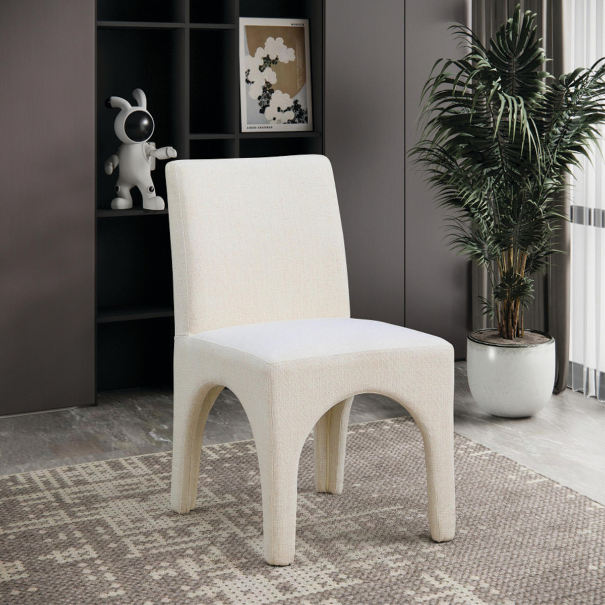 Meridian Gramercy Beige Linen Textured Fabric Dining Chair