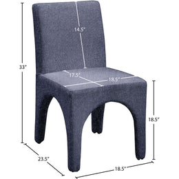 Meridian Gramercy Blue Linen Textured Fabric Dining Chair