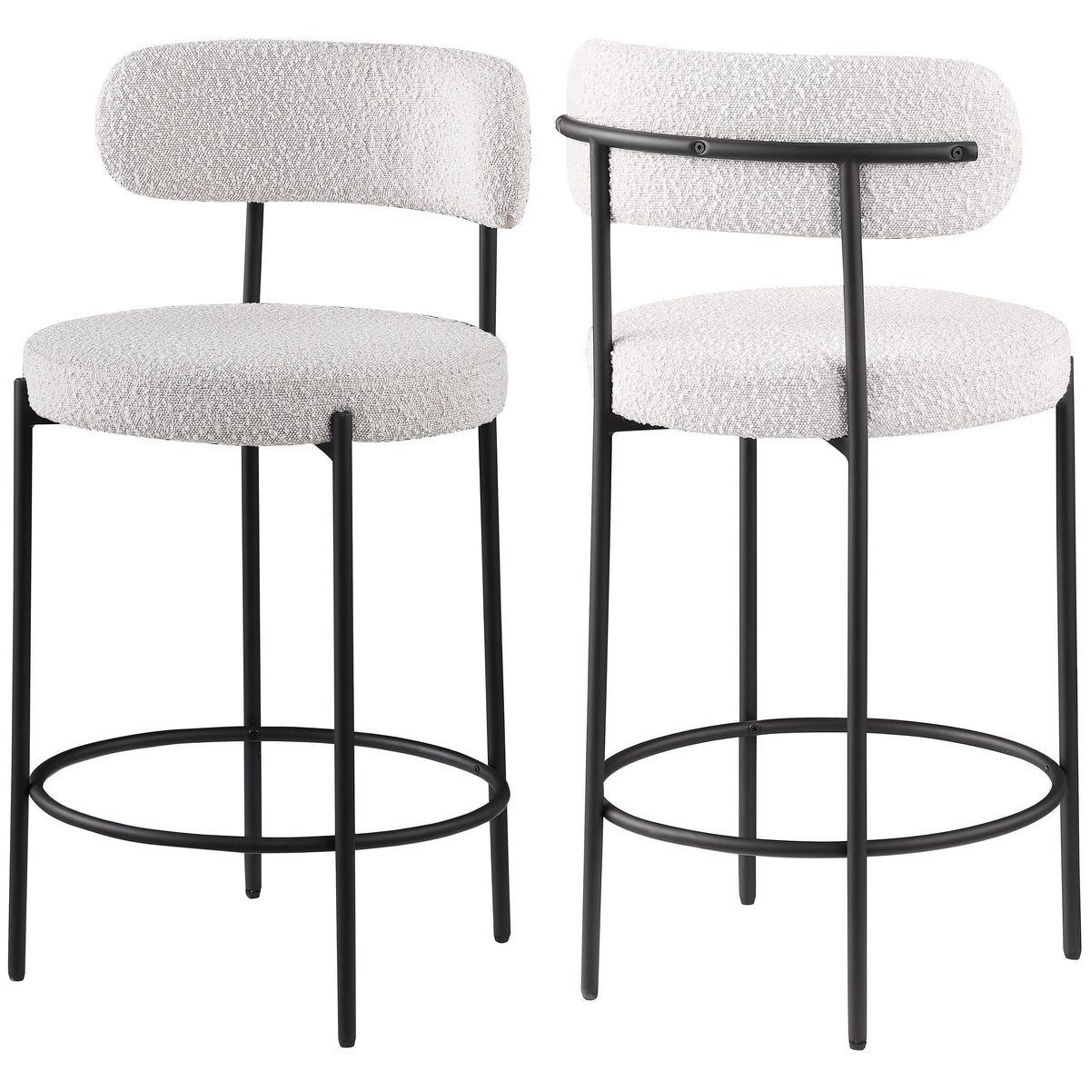 Meridian Beacon Cream Boucle Fabric Stool