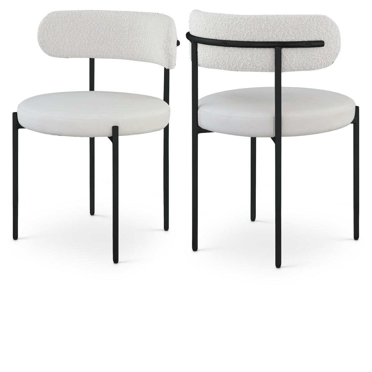 Meridian Beacon Cream Vegan Leather and Boucle Fabric Dining Chair