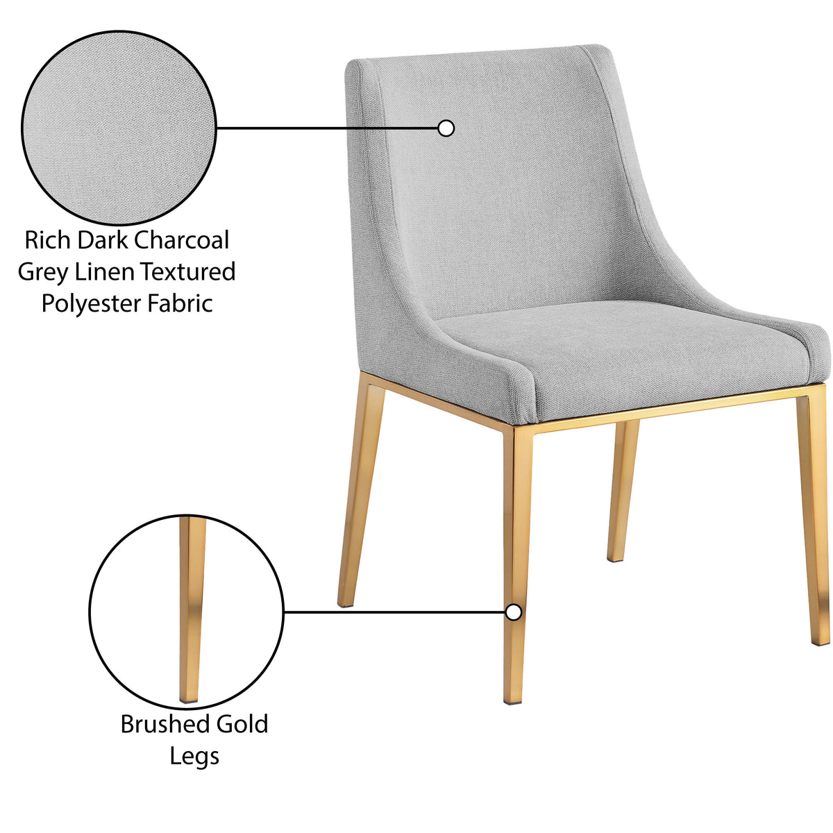 Meridian Haines Grey Polyester Fabric Dining Chair