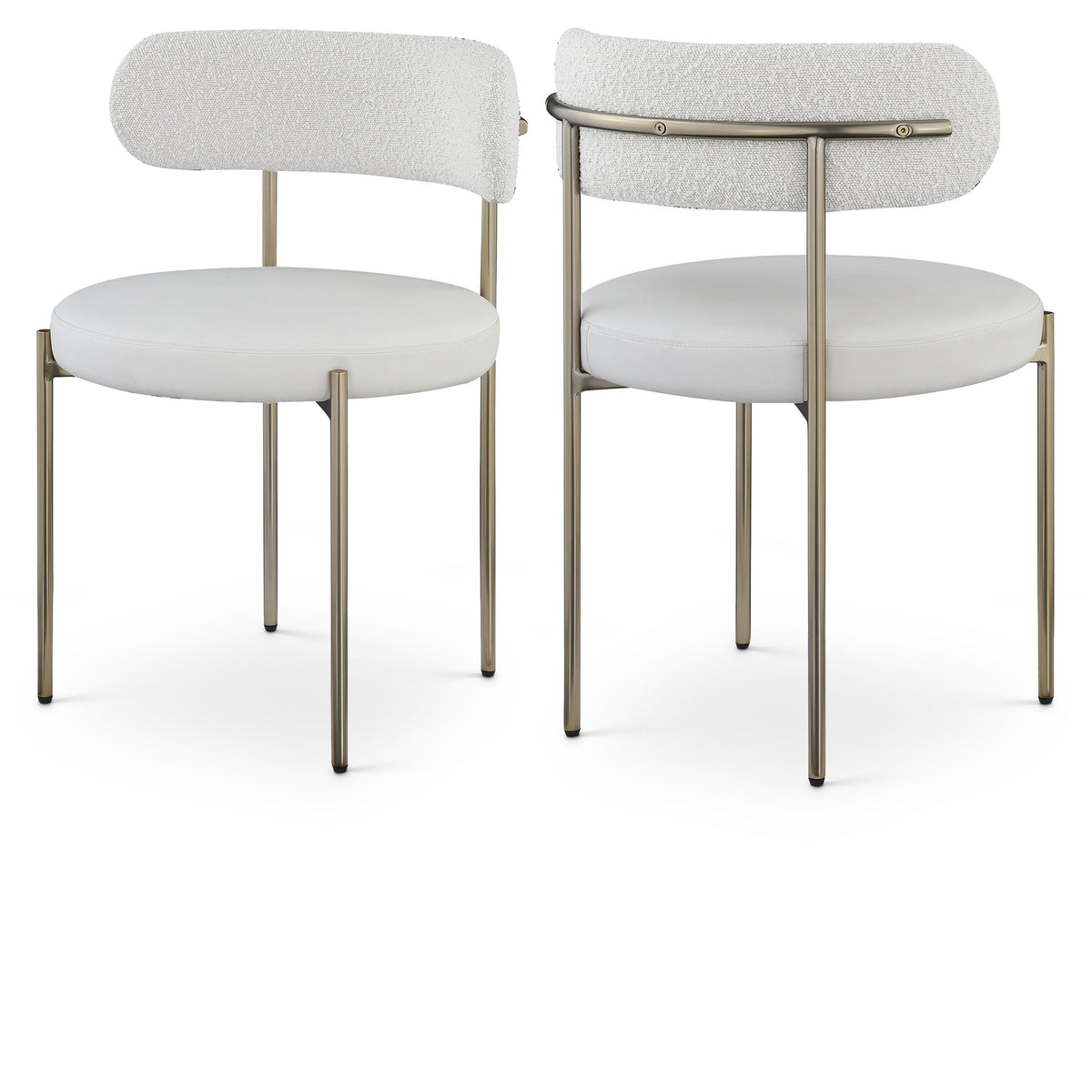Meridian Beacon Cream Vegan Leather and Boucle Fabric Dining Chair