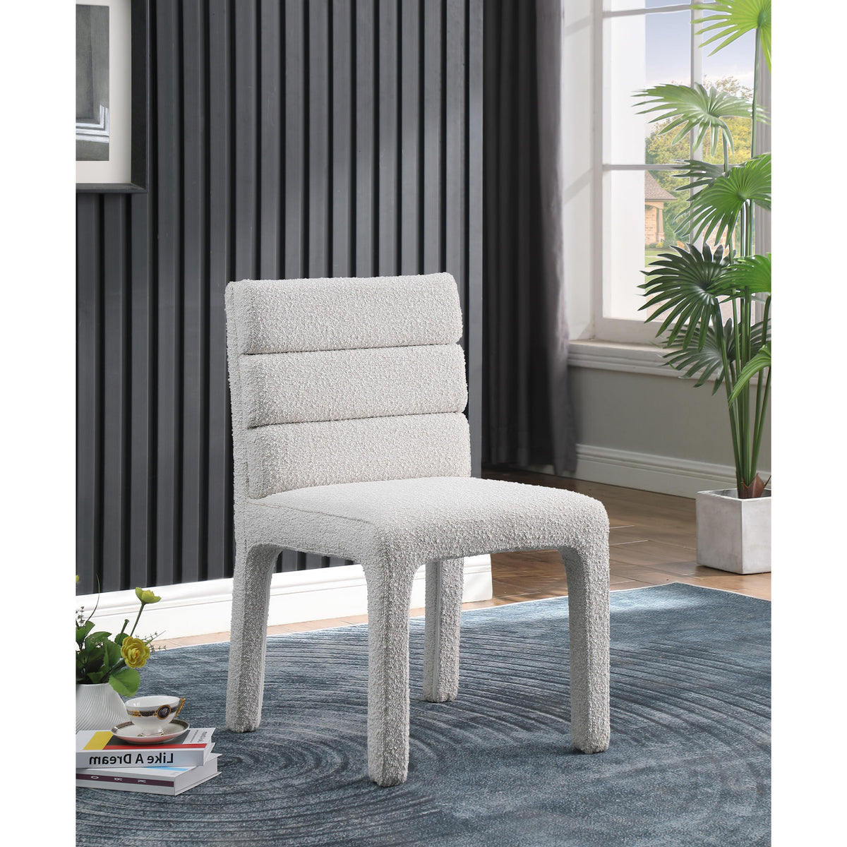 Meridian Kai Cream Boucle Fabric Dining Chair