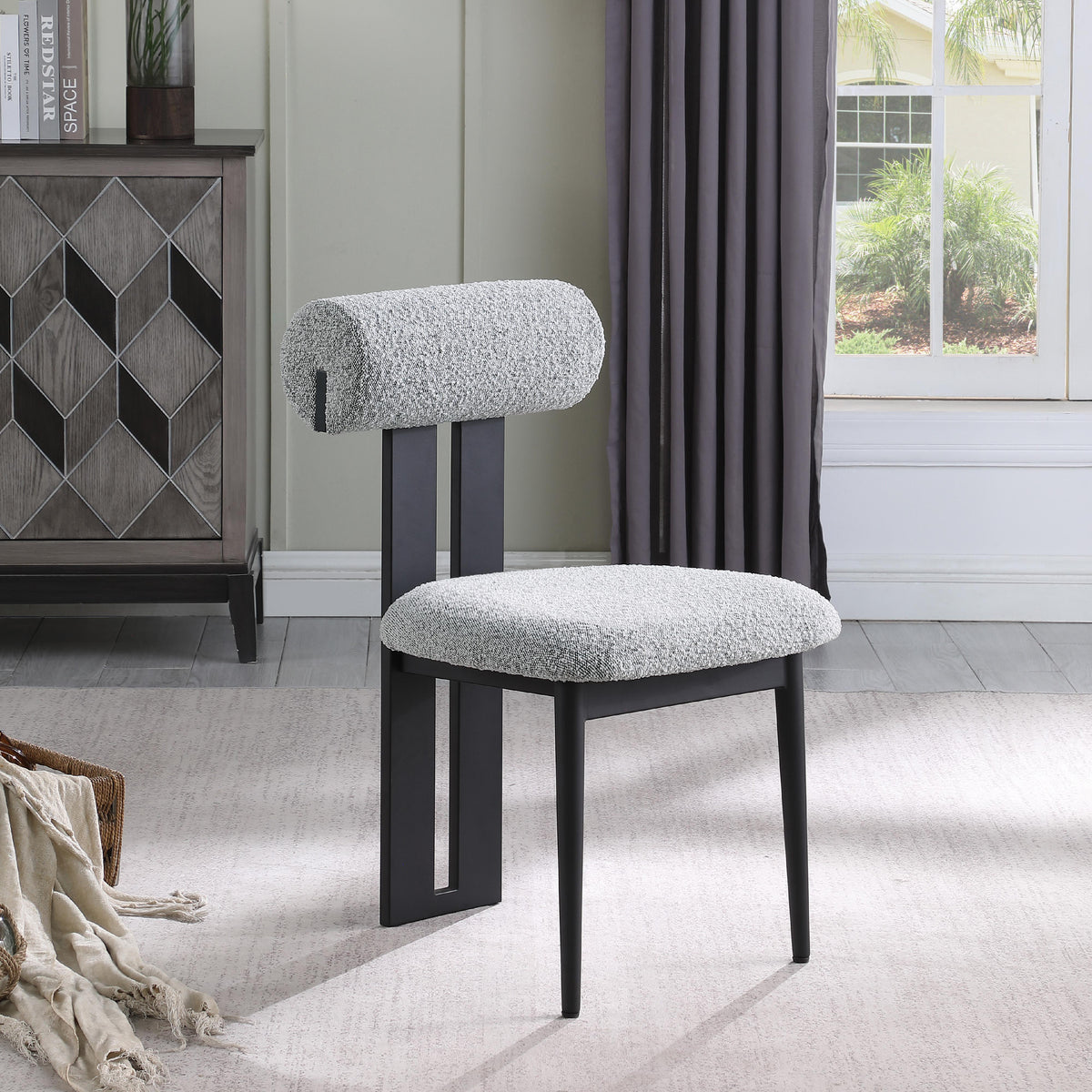 Meridian Dario Grey Boucle Fabric Dining Chair