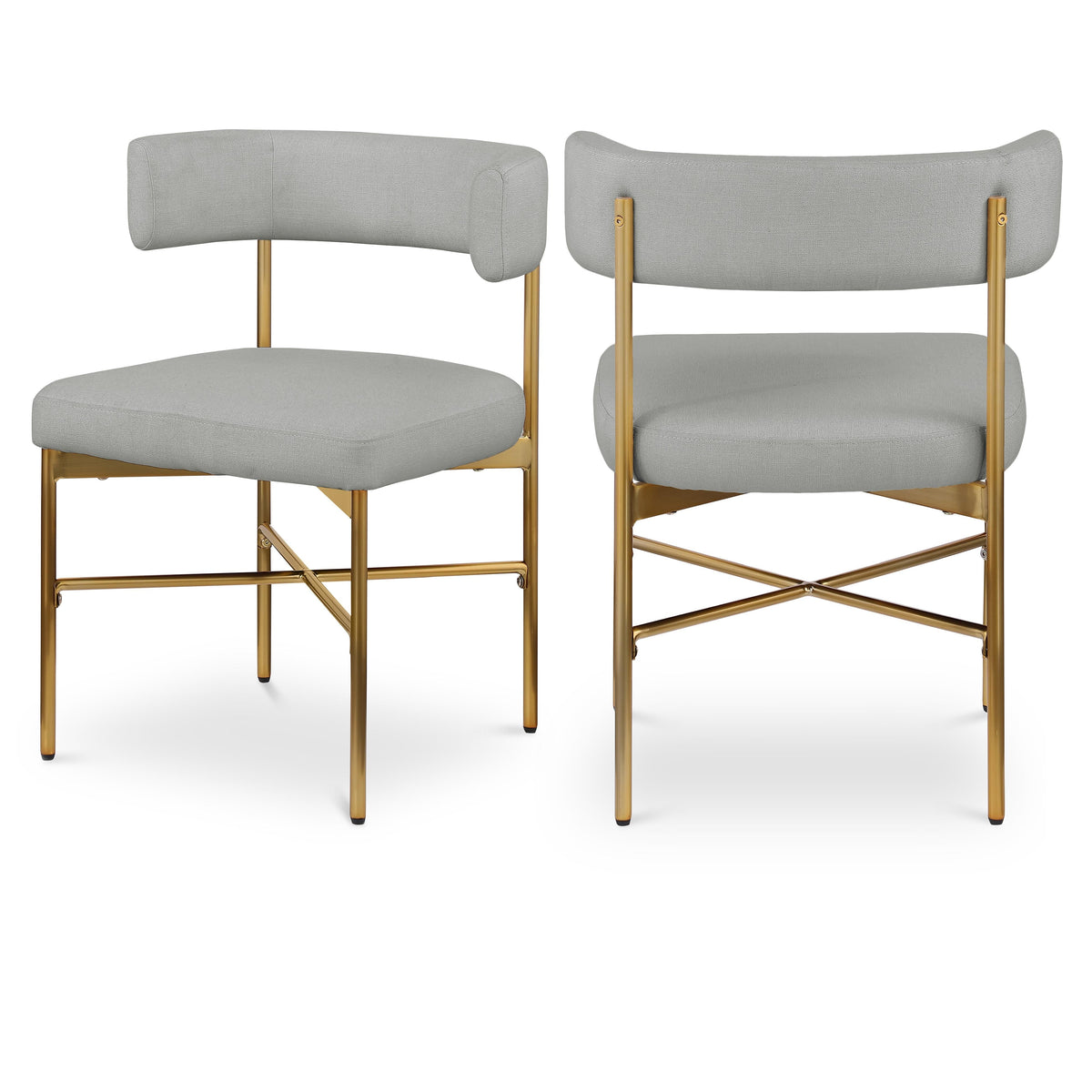 Meridian Rivage Light Grey Durable Linen Textured Fabric Dining Chair