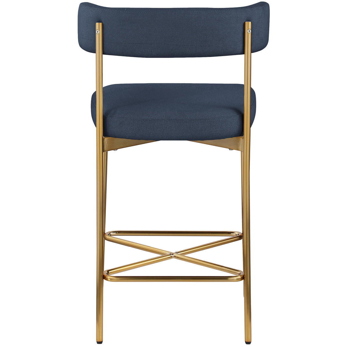 Meridian Rivage Deep Navy Durable Linen Textured Fabric Stool
