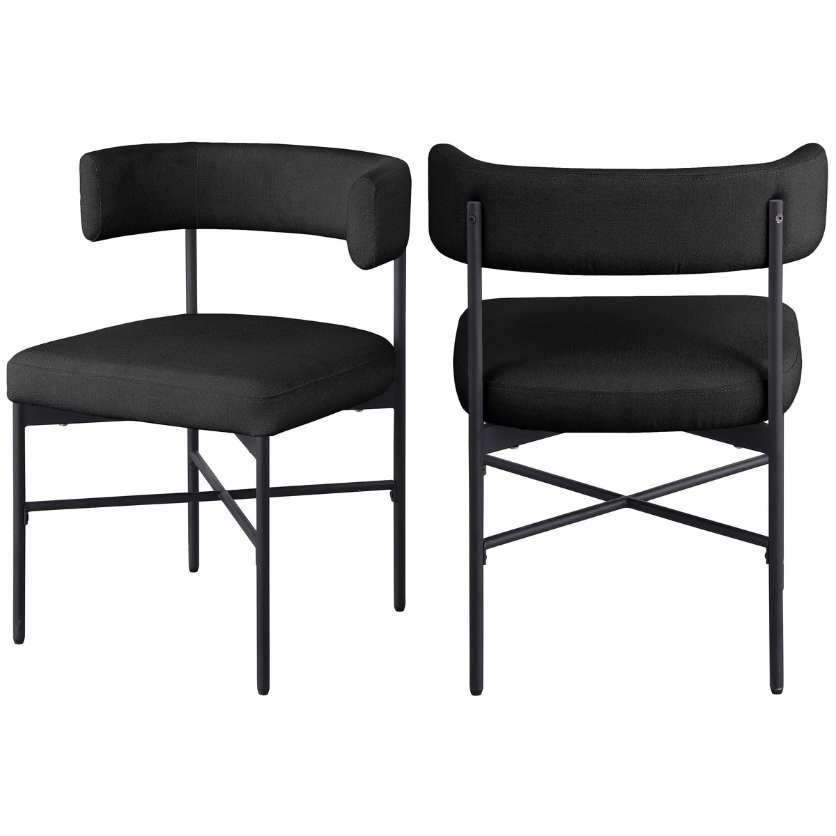 Meridian Rivage Black Durable Linen Textured Fabric Dining Chair
