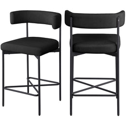 Meridian Rivage Black Durable Linen Textured Fabric Stool