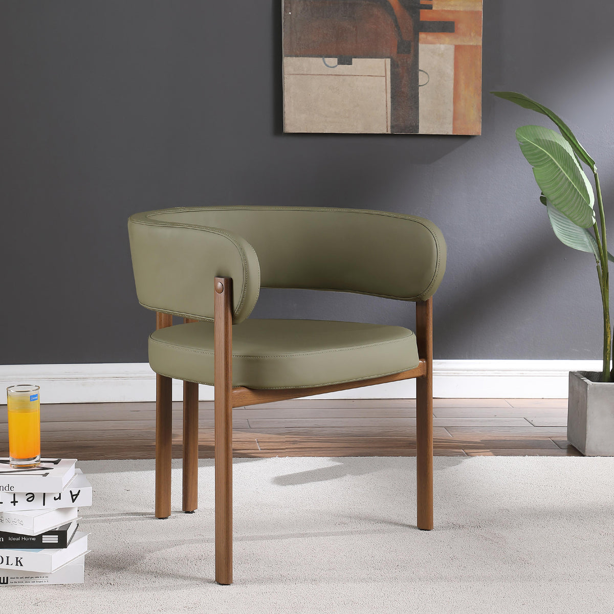Meridian Gideon Olive Green Vegan Leather Dining Chair