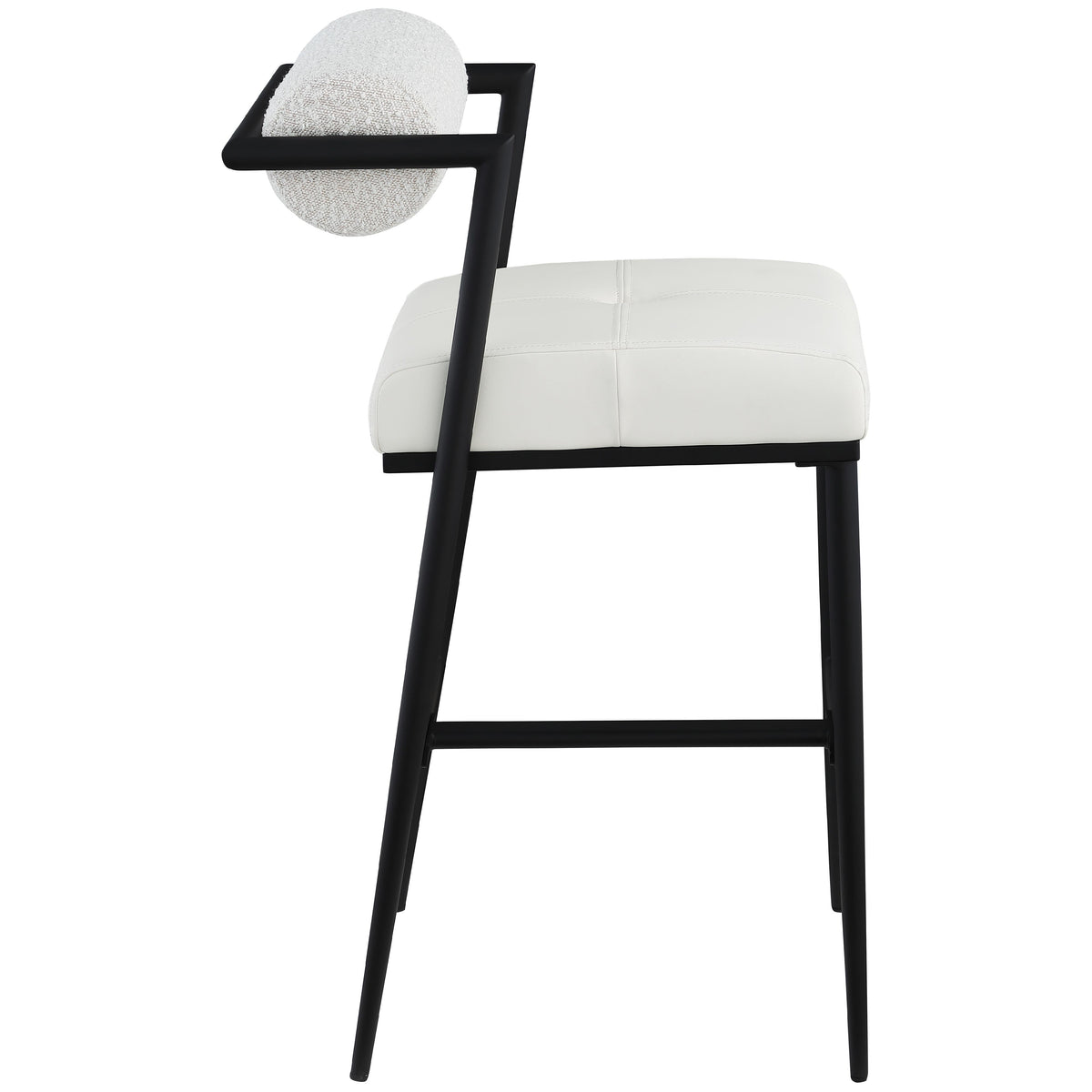 Meridian Stryker Cream Boucle Fabric and Vegan Leather Stool