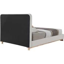 Meridian Nolita Cream Linen Textured Fabric Queen Bed