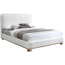 Meridian Nolita Cream Linen Textured Fabric Queen Bed