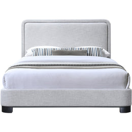 Meridian Nolita Grey Linen Textured Fabric Full Bed