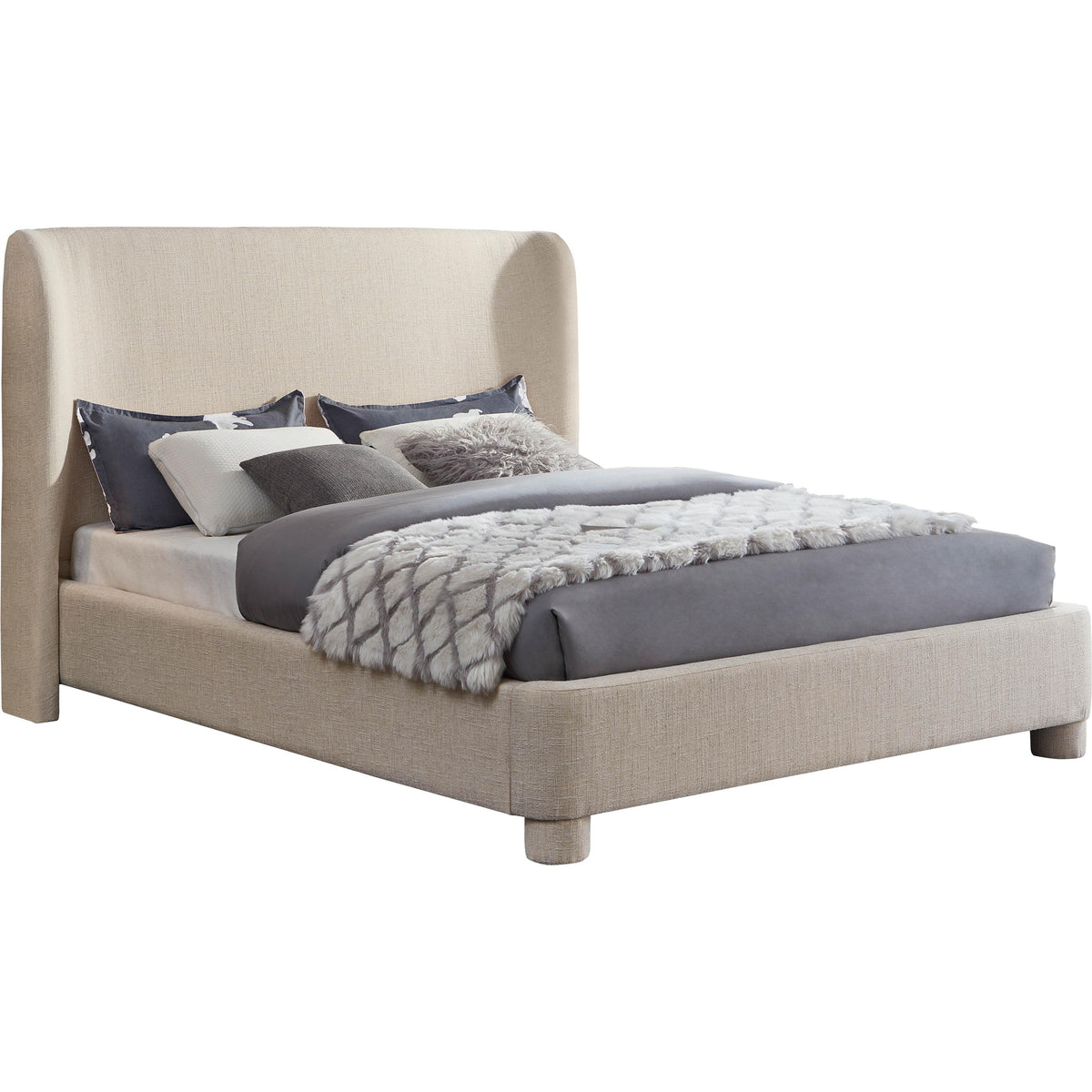 Meridian Penny Beige Polyester Fabric Full Bed