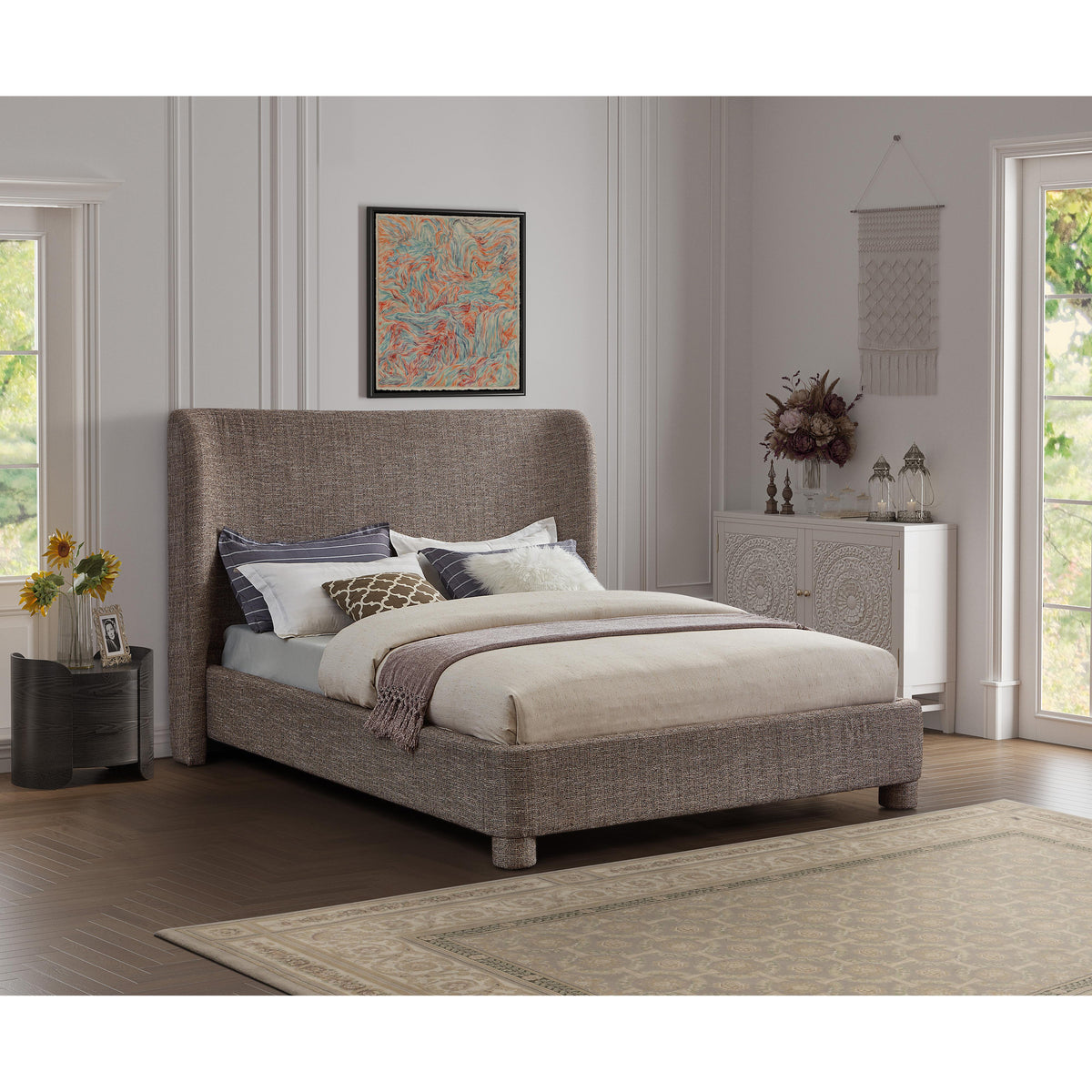 Meridian Penny Brown Polyester Fabric Full Bed