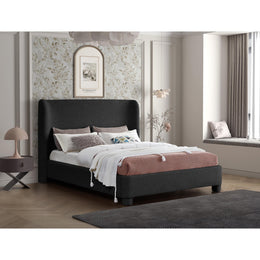 Meridian Penny Black Boucle Fabric Queen Bed