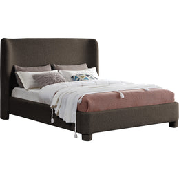 Meridian Penny Brown Boucle Fabric Queen Bed