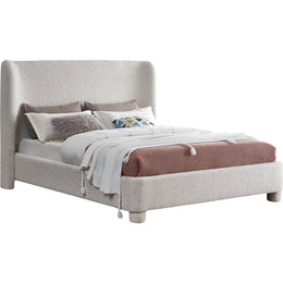 Meridian Penny Cream Boucle Fabric Queen Bed