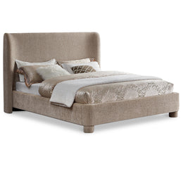 Meridian Penny Beige Chenille Fabric King Bed