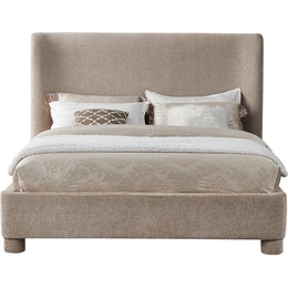 Meridian Penny Beige Chenille Fabric King Bed