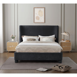 Meridian Penny Black Chenille Fabric King Bed