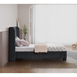 Meridian Penny Black Chenille Fabric Twin Bed