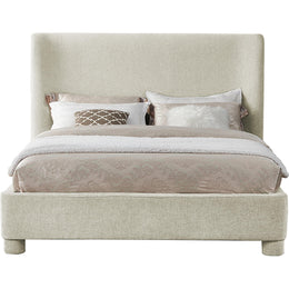 Meridian Penny Cream Chenille Fabric King Bed