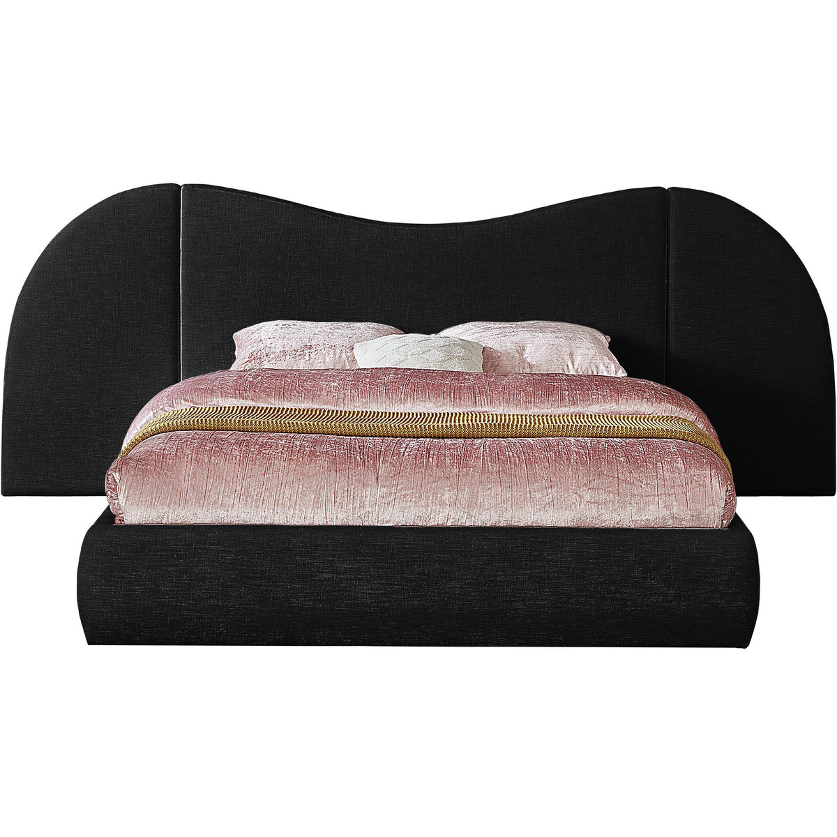 Meridian Everest Black Linen Textured Fabric King Bed (3 Boxes)