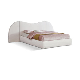 Meridian Everest Cream Linen Textured Fabric Queen Bed (3 Boxes)