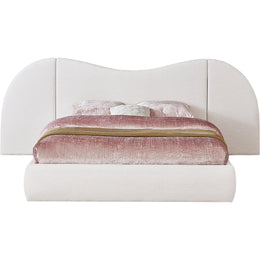 Meridian Everest White Linen Textured Fabric Queen Bed (3 Boxes)