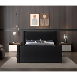 Meridian Elias Black Velvet Full Bed