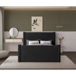 Meridian Elias Black Boucle Fabric Queen Bed