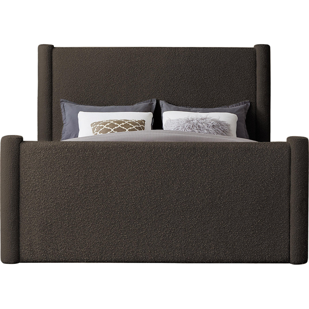 Meridian Elias Brown Boucle Fabric Full Bed