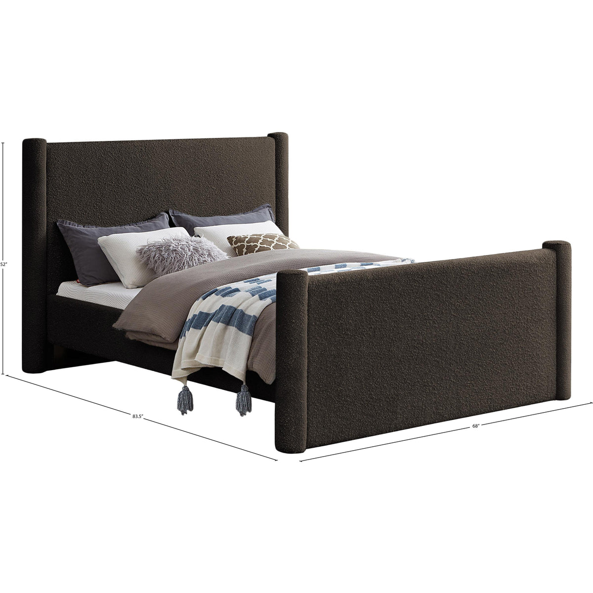 Meridian Elias Brown Boucle Fabric Full Bed