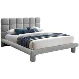 Meridian Deco Grey Boucle Fabric King Bed (3 Boxes)