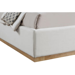 Meridian Flynn Cream Linen Textured Fabric Queen Bed