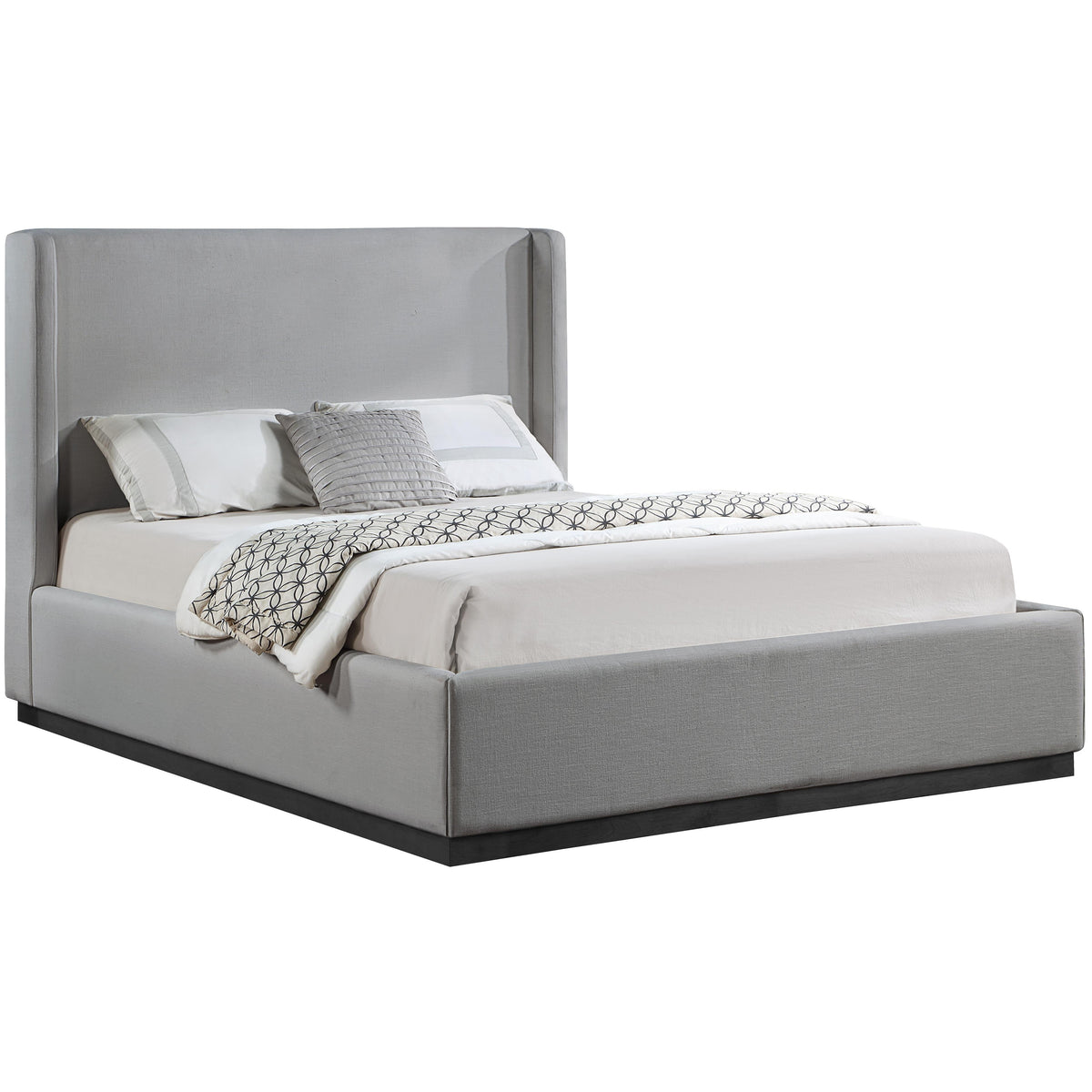 Meridian Flynn Grey Linen Textured Fabric King Bed